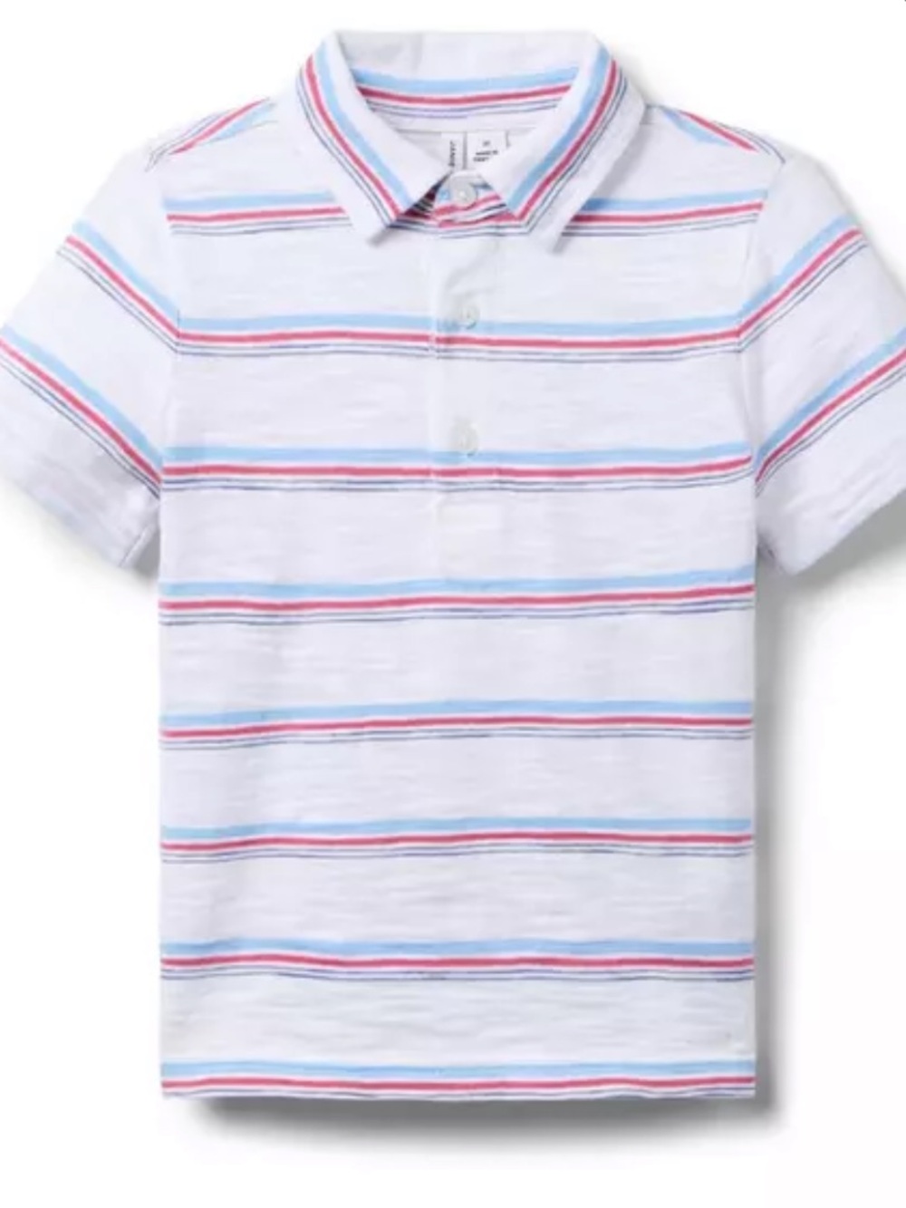 Janie and Jack White Polo with Blue and Pink Stripes
